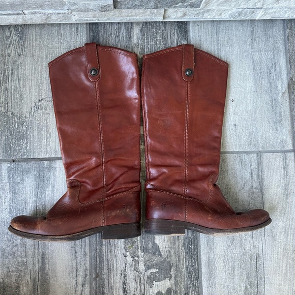 Frye Melissa Button Tall Leather Boot Cognac Western Equestrian Riding Sz8.5 B - Picture 6 of 17
